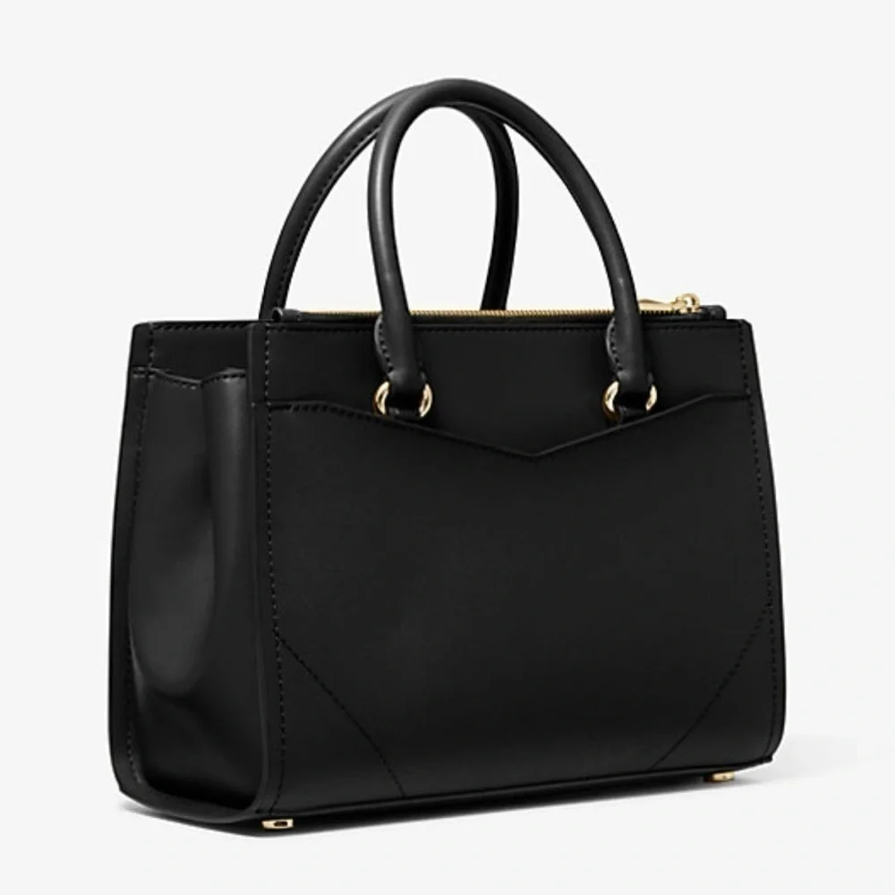 MICHAEL KORS Everly Black Medium Saffiano‎ Leather Satchel. NWT